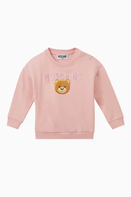 Buy Moschino Pink Teddy Bear Sweatshirt in Cotton Jersey For Baby Boys Online Ounass UAE