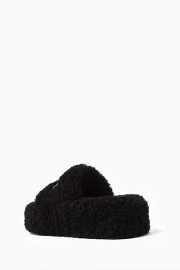 Furry black sandals hot sale