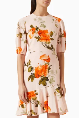 Buy Erdem Pink Floral print Dress in Silk For Women Online Ounass UAE