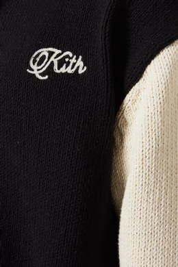Buy Kith Black Wyona Full-zip Varsity Sweater in Chunky-cotton For