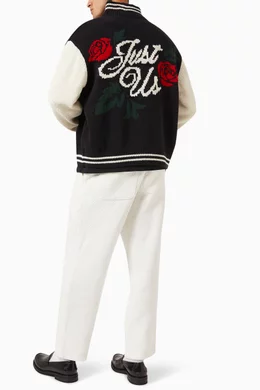 Buy Kith Black Wyona Full-zip Varsity Sweater in Chunky-cotton For