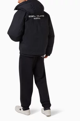 Buy Stone Island Blue Logo Hooded Down filled Jacket in Poplin For Men Online Ounass UAE