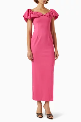 Buy Elliatt Pink Exuberant Off the shoulders Maxi Dress in Viscose blend For Women Online Ounass UAE