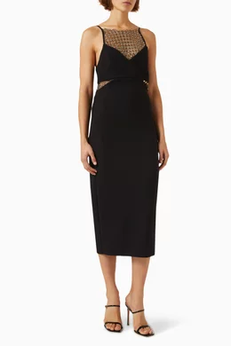 Buy Elliatt Black Catherine Diamante Midi Dress For Women Online Ounass UAE