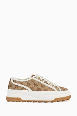 Buy Gucci Brown Platform Sneakers in Original GG canvas For Women Online Ounass UAE