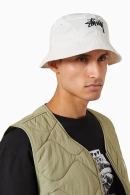 Stussy bucket hat white new arrivals