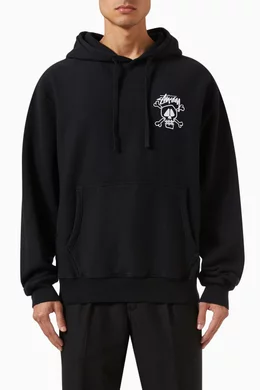 Buy Stussy Black Skull Bones Logo Hoodie in Cotton For Men Online Ounass UAE
