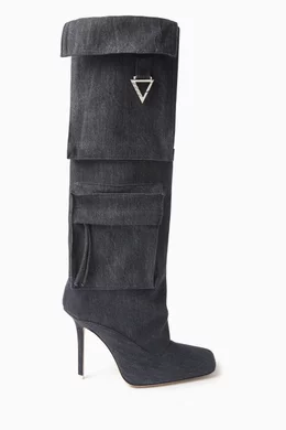 ブーツその他 THE ATTICO BOOTS (251WSH00879LBT019AA 100) THE ATTICO Morgan High Boot in Black | FWRD