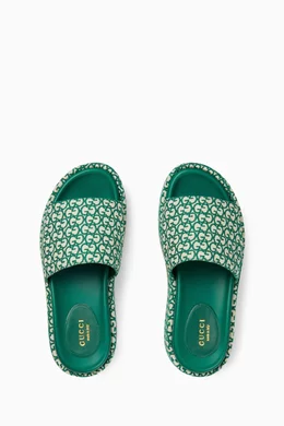 Buy Gucci Green GG Platform Slide Sandals in Logo Canvas For Women Online Ounass UAE