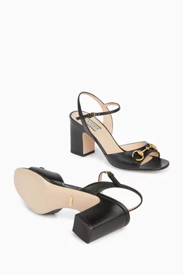 Buy Gucci Black Horsebit Mid heel Sandals in Leather For Women Online Ounass UAE