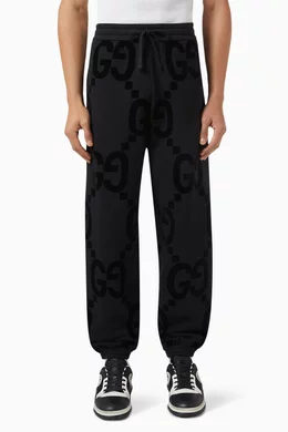 Buy Gucci Black Tonal Logo Joggers in Fleece For Men Online Ounass UAE