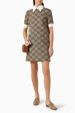 Buy Gucci Neutral GG Striped Mini Dress in Wool For Women Online Ounass UAE