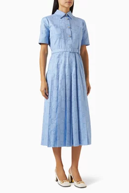gucci blue dress Buy GG Midi in Cotton-poplin For Women Online The Houses childrenswear collection epos:primary_category:Womens Clothing OOTD 9.10.18: Sleeveless Work Color:Blush Iridescent