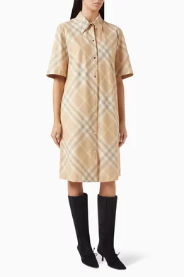 Buy Burberry Neutral Vintage Check Shirtdress in Cotton For Women Online Ounass UAE