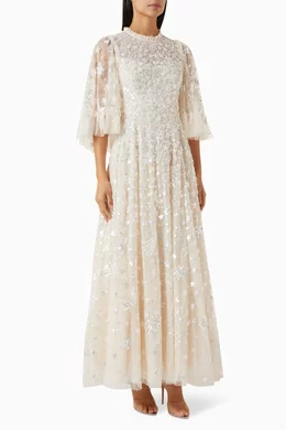 Floral gloss gown needle and thread clearance