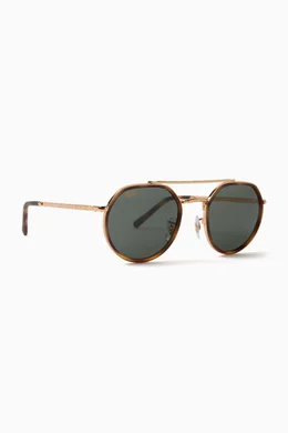 Buy Ray Ban Gold Round Sunglasses in Metal For UNISEX Online Ounass UAE