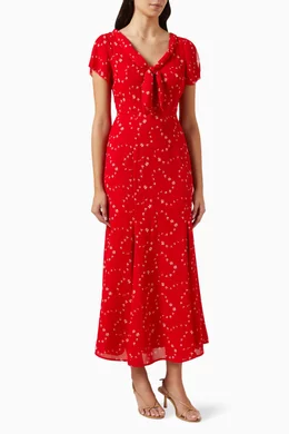 Buy Reformation Red Talleen Floral Print Dress in Viscose For Women Online  | Ounass UAE