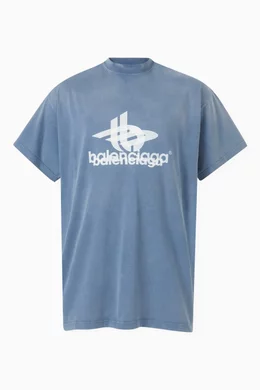 【バレンシアガ】セール！LAYERED SPORT ヴィンテージ風 Tシャツ Buy Balenciaga Blue Layered Sports Oversized T-shirt in