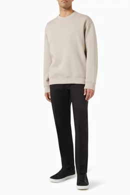 Buy Emporio Armani Neutral Embossed Logo Sweatshirt in Cotton blend For Men Online Ounass UAE