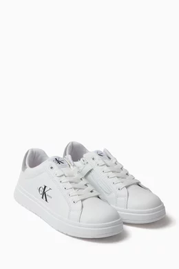 Buy Calvin Klein White Logo Lace up Sneakers in Faux leather For Boys Online Ounass UAE