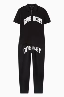 Buy Givenchy Black Logo print Tapered Sweatpants in Cotton blend For Boys Online Ounass UAE