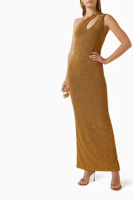 Buy Elle Zeitoune Gold Isabella One shoulder Dress For Women Online Ounass UAE