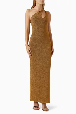 Buy Elle Zeitoune Gold Isabella One shoulder Dress For Women Online Ounass UAE