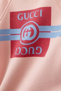 Buy Gucci Pink Logo Sweatshirt in Cotton Jersey For Baby Boys Online Ounass UAE