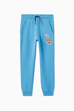 Buy KENZO KIDS Blue Embroidered Sweatpants in Cotton Fleece For Boys Online Ounass UAE