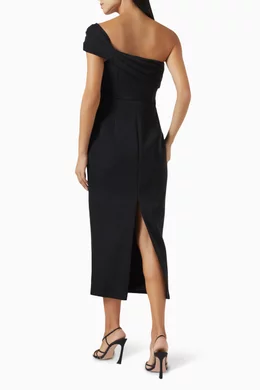 Buy Mossman Black Wistful One shoulder Midi Dress For Women Online Ounass UAE