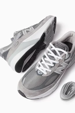 Buy New Balance Grey 990v6 Sneakers in Suede Mesh For Women - Main Image