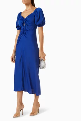 short sleeve cinched waist midi dress Emily Dress