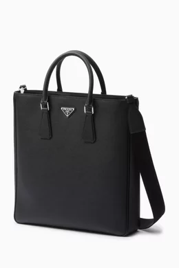 Buy Prada Black Logo Tote Bag in Saffiano Leather For Men Online Ounass UAE