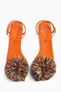 Buy Bottega Veneta Orange Adam Pom-pom Sandals in Leather
