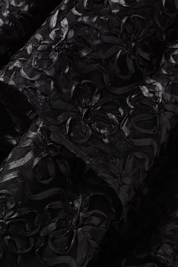 Buy Ganni Black Flounce Midi Dress in Ribbon Tulle For Women