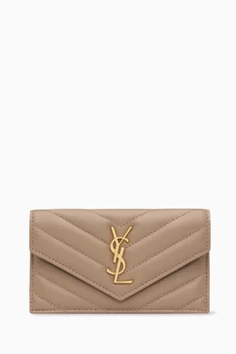 Buy SAINT LAURENT Neutral Small Cassandre Matelasse Envelope Wallet in Lambskin For Women Online Ounass UAE