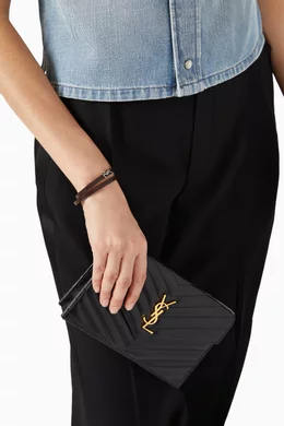 Monogram ysl small matelasse envelope chain wallet on sale