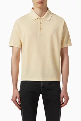 Buy SAINT LAURENT Yellow Cassandre Polo Shirt in Pique For Men Online Ounass UAE
