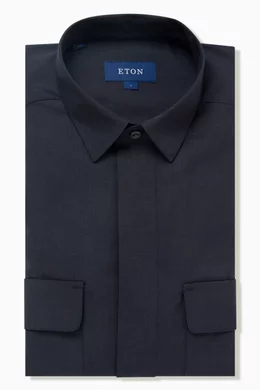 Buy Eton Blue Hybrid Overshirt in Wool For Men Online Ounass UAE