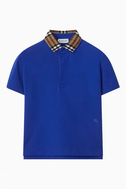 Buy Burberry Blue Check print Polo Shirt in Cotton For Boys Online Ounass UAE