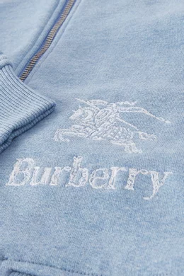Buy Burberry Blue EKD Embroidered Hoodie in Cotton For Boys Online Ounass UAE