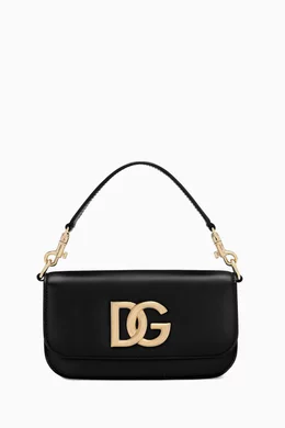 Buy Dolce & Gabbana Black 3.5 DG Logo Shoulder Bag in Calfskin