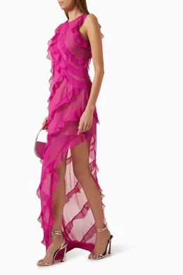 Buy Elliatt Purple Debra Ruffle Dress in Chiffon For Women Online