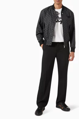 [MCM]★韓国人気★Lauretos denim jacquard Bomber jacket XX-Large Bomber Jacket in Lauretos Denim Jacquard Grey | MCM ®US