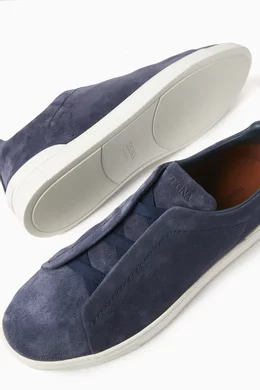 Buy Zegna Blue Triple Stitch Low top Sneakers in Suede For Men Online Ounass UAE