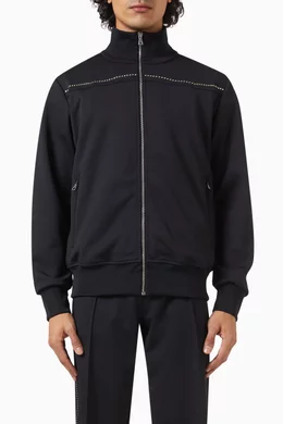 Buy Palm Angels Black Studded Monogram Track Jacket in Jersey For Men Online Ounass UAE