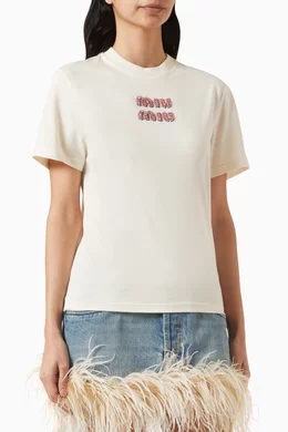 Miu Miu ロゴ Tシャツ ピンク | Lyst