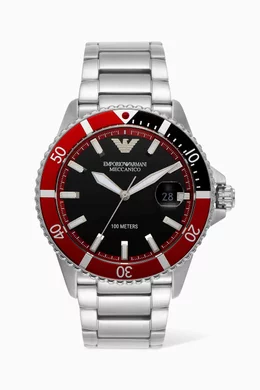 Buy Emporio Armani Silver Paolo Automatic Stainless Steel Watch 42mm For Men Online Ounass UAE