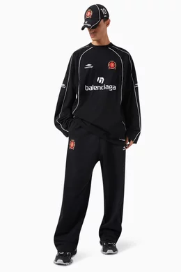 Buy Balenciaga Black Football Crest Baggy Sweatpants in Cotton Fleece For Men Online Ounass UAE