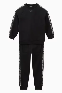 Buy Balmain Black Logo Detail Tracksuit in Cotton For UNISEX Online Ounass UAE